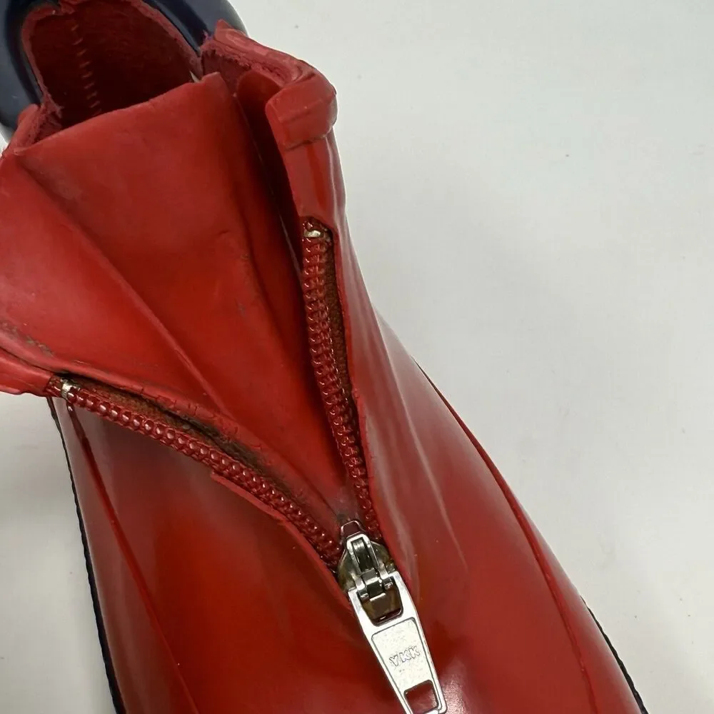 Sorel Little Drizzle Short Rain Boots Kids Size 2 Red Rubber Front Zip Unisex